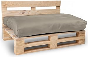 Bananair Coussin Palette Déhoussable, Tissu Imperméable et Anti-UV – Assise 120x80 cm (Gris Clair)