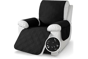 YushengTai Sesselschoner, Sesselschoner für Relaxsessel 100% Wasserdicht, Anti-Slip 1 Sitzer, Maschinenwaschbar sesselschoner für Fernsehsessel mit 4 Taschen, 2 Verstellbaren Riemen (Schwarz)