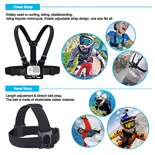 Soft Digits 62 in 1 Zubehör Kit für GoPro Hero 5 4 3+ 3 2 1 SJCAM SJ4000 5000 Xiaomi Yi Apeman DBPOWER QUMOX WiMiUS Rollei Lightdow, Sport Kamera Zubehör für Fallschirmspringen Schwimmen Rudern Surfen Klettern Laufen Biking Camping Tauchen Ausflug - 8