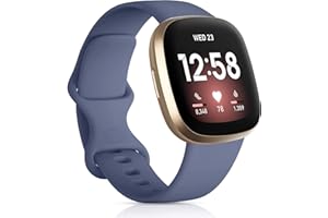 Oielai Compatible pour Fitbit Versa 4/Fitbit Versa 3/Fitbit Sense 2/Fitbit Sense, Bracelet de Remplacement en Sport avec Fitbit Versa 3/Versa 4/Sense/Sense 2 pour Femmes Hommes, Petit Bleu gris