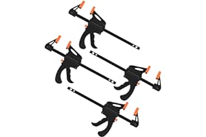 XIAOMOYU 4 Pièces Serres-joints à Une Main, Pince à Barre à Cliquet, Rapide à Cliquet à Libération, Clamp Barre de Fixation pour Bois, Collier Serrage Plastique - 4 Pouces