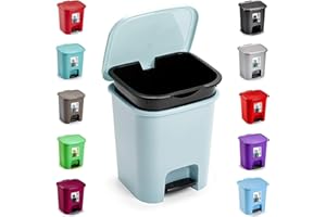 plastific Foot Pedal Bin Dustbin Rubbish Paper Waste Kitchen Office Plastic Bins (Sky Blue with Removable Inner Bucket, 7.5L)