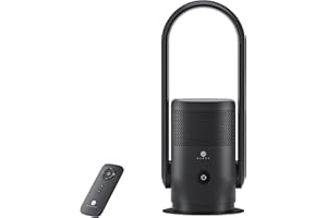 U ULTTY Ventilatore a Torre Senza Pale, ULTTY Silenzioso Ventilatore con Purificatore d'Aria con Telecomando, Timer, Alto 60 cm, Oscillazione per Camera da Letto, Ufficio a Casa, CR021 Nero