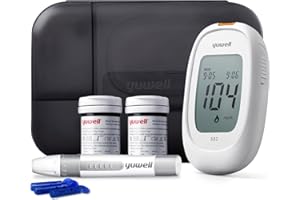 yuwell Misuratore Glicemia con Strisce Reattive x 50 e Lancetti x 50 pcs, il Glucometro Kit Completo Ideale per l'Uso Domestico, Diabete Test Kit Glucosio nel Sangue 250 Letture (Modello 582)