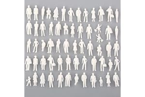PUUPAA Modellino di treno persone passeggeri, scala 1:75, bianco non verniciato, figure architettoniche in miniatura di persone, 25 mm o 1 pollice figure miste in plastica per scene in miniatura, 50 pezzi