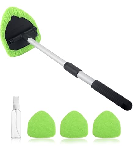 Set 5 Pezzi Pulitori Per Parabrezza Auto Con Panno Microfibra - Detergente Vetri 30ml, Custodia Inclusa, Grigio