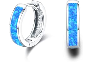 Damen Creolen Ohrringe 925 Sterling Silber Opal Ohrringe Kleine Creolen Kreis Ohrringe Opal Schmuck Geschenke für Mama Frauen Kinder