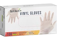 Optitect Disposable Vinyl Gloves M,Powder Free, Non Sterile,Latex Free Rubber,100 Count,Food Safe