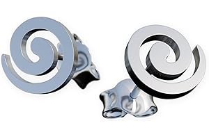 ‎FLY STYLE Fly Style Ear Studs 316L Stainless Steel Spiral 6 or 8 mm Silver/Gold/Black earst019_Spiral