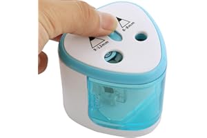 Taille crayon electrique, taille-crayon automatique deux trous (6-8 mm et 9-12 mm), pour crayons de couleur, idéal pour la maison l'école bureau(bleu), nouveau et ancien type au hasard