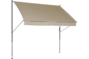 Angerer Klemmmarkise Style mit Handkurbel, Terrasse/Balkon, einfache Montage ohne Bohren, Made in Germany, hochwertiger Stoff, UV-beständig, höhenverstellbar, wasserabweisend, 250 cm Sand