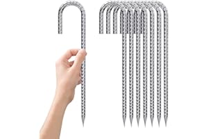 WAIMDIKUL Erdanker-Bodenanker-30cm, Zeltheringe Verzinkt J-förmige Heringe ErdnäGel Stabil Bodenanker Trampolin Zelt Metall Haken für Camping Die Sicherung Von Zaun Zelten Gartenarbeit Usw 10pcs