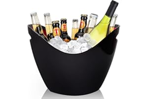 ZBPASL 8 L Ice Bucket, Champagne Bucket, Ice Bucket, Wine Cooler, Large Ice Bucket, Kitchen Fruit and Vegetable Storage Container (Black)