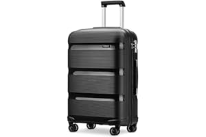 KONO Hartschalenkoffer Groß 76cm Reisekoffer mit TSA Schloss und 4 Rollen Modisch und Verschleißfest Polypropylen Rollkoffer, 76x49x30cm, 100 Liter (Schwarz, XL)
