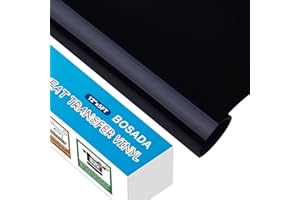 BOSADA Heat Transfer Vinyl 12" x 5ft PU Black HTV Vinyl Iron on Vinyl for Cricut and DIY T-Shirt Clothing Hats Pillows Fabric