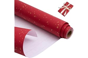 DOJOYKEY Rollo de papel para envolver regalos de cumpleaños, 43 cm x 9 m, reciclable, papel kraft rojo para envolver regalos de cumpleaños, bodas, baby showers y fiestas