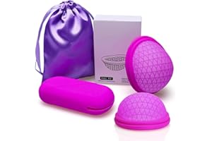 FENYW Femdisc - Copa menstrual suave reutilizable de silicona médica, discos menstruales, tampones blandos alternativos y OB (lila, S+L)