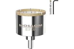 MOLLOM (54mm | 2-1/8") Scie Cloche Diamantée avec 2 Mèches Pilotes Amovibles pour une Coupe Lisse sur les Carreaux en Porcelaine, Verre, Céramique, Marbre, Fibre de Verre, etc