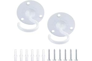 INCREWAY 2 ganchos de techo resistentes, ganchos de montaje en pared de estilo antiguo para colgar plantas, candelabros y decoración del hogar, ganchos de techo resistentes (blanco)