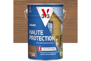 V33 Lasure Bois extérieur Chêne moyen satin - Haute Protection 8 ans - Haute résistance hydrofuge et anti-UV - Résiste aux variations du bois - Ecolabel, résine d'origine végétale - 5L