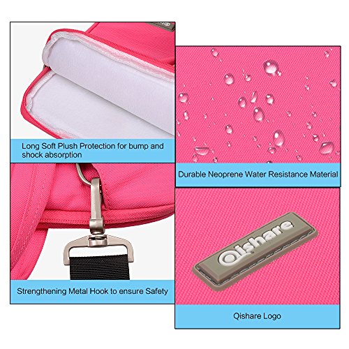 Qishare 11,6-12 Zoll Multifunktions-beweglicher dünner heller Laptop-Schulter-Beutel-Aktenkoffer-Notizbuch-Computer-Taschen-Kasten Ultrabook Netbook tragender Fall-Tablette / Laptop / Chromebook / Macbook / Messenger Fall mit Handgriff und tragendem Bügel für Acer / Asus / Dell / Fujitsu / Lenovo / HP / Samsung / Sony / Toshiba Computer (11,6-12 Zoll, Rosa) - 4