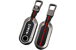 HAPPYIT Etui na klucze samochodowe ze stopu cynku, osłona silicone, do Fiat 500, Ducato, Panda, 500 L, Punto, Lancia Musa, przyciski, 360°, wodoodporny, fluorescencja (kolor matowy A)