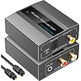 VEDINDUST Analog zu Digital Audio Konverter Wandler R/L RCA 3,5 mm AUX zu Koaxial Toslink Optischer AD Wandler für PS4 PS5 Bl