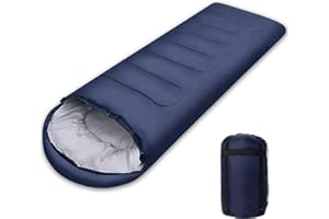 JOYART Sacco a Pelo, 4 Stagioni Sacco Pelo Leggero Portatile Sacchi a Pelo Campeggio con Sacco a Compressione e Caldo con Cappuccio per Adulti Adolescenti Bambini Campeggio