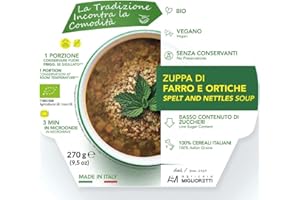 Agricola Miglioretti Zuppa Biologica di Farro e Ortiche Pronta in 3 Minuti - Vegana, e Senza Conservanti per un Pasto Sano e Delizioso