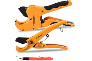 DOMINOX Pipe Cutter, 42mm (1-5/8" O.D.) + 26mm (1-3/8" O.D.) + Deburring Tool (3 Set), Professional Cutting PEX, PVC and PPR Pipe, SK5 Blade and Aluminum Alloy Body