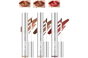 Pakivs 3Pcs Removibile Lip Liner Set, Matita-Peel Off Lip Liner Tattoo, lunga durata Peel Off Lip Stain Matte Waterproof Lip Liner Pencil con acido ialuronico e vitamina E per le donne (Set A)