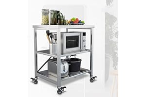 LXSEHN Rollwagen Servierwagen, Küchenwagen 3-stöckiger Allzweckwagen Feststellbremse, Regal Edelstahlwagen mit Rollen für Küche Büro Waschküche (Größe : 60x45x80cm)