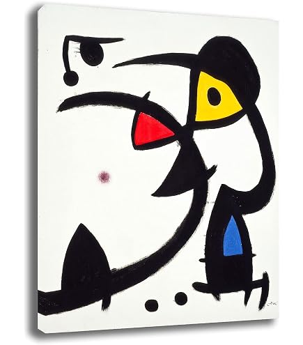 Joan Mirò – Stampa Su Tela "Dancer Heart Love" – Riproduzione Quadro Famoso, 60x90 Cm, Senza Cornice
