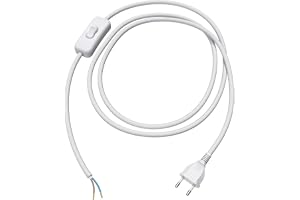 ledscom.de Eurokontakt typ C med textilkabeln, strömbrytare, 2 m, vit, 2 x 0,75 mm²