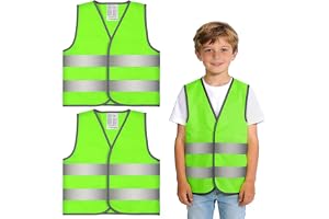 2-pack varselvästar för barn, bilsäkerhetsvästar, reflexjacka för barn, bilsäkerhetsvästar med 360° reflexremsor, säkerhetsvästar för barn för skola, sport, löpning och säkerhet