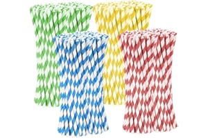 YITOBICI Pajitas de Papel Biodegradables de Colores - 300 Piezas para Fiestas, Bodas y Ocasiones