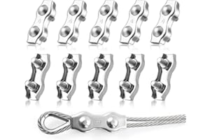 LYCXAMES M4 Duplex Klemme, 10 Stück Drahtseilklemme, Edelstahl 304 Kabelklemme, 4mm Drahtseil Stahlseil Wäscheleine Markise Fixiert (M4)