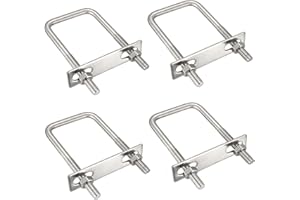 Boutihao 4 Pezzi Bullone a U quadrato M8x70x110mm, Bullone A U In Acciaio Inox Con Dadi e Piastra Di Telaio, U Bolt Per Serraggio Tubi, per Applicazioni Automobilistiche, Domestiche, Industriali