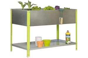 SIMON RACK SimonRack Huerto Urbano Terraza Exterior, Agujeros Drenaje, Capacidad 150 L, Medidas 850x1200x400 mm, Huerto Metálico, Verde/Galvanizado -Simon Garden