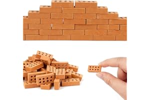 EPOKUS 50 Stück Mini Ziegelsteine, Mini Ziegel Rote, Miniatur Ziegelsteine Backsteine, Modellbau Steine,Mini Modellziegel Brick für DIY Puppenhaus Fairy Garten Dekoration, Wichtelbaustelle, 2 x 1 x 0,5 cm