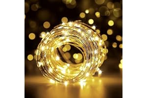 Hoteril Guirlande 12M 120 LEDs IP65 Etanche, Guirlandes Lumineuses Micro LED Decoration pour Chambre Noël Mariage Fête Anniversaire Jardin Terrasse - Alimenté par USB (Jaune Chaud)