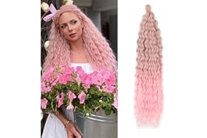 ‎DSOAR 22 Zoll 3 Packs Tief Twist Crochet Hair Ocean Wave Curly Bohemian Crochet Braids Deep Wave Hair Bundles Synthetische Haarverlängerungen für Frauen Mädchen
