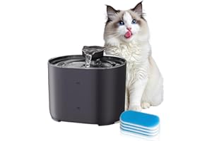 Lorrtta Fontaine a Eau Chat 2,2L, Super Silencieuse Distributeur Eau Chat avec 4 Filtre, 2 Modes de Boisson, Arrêt Automatique, Alimentation USB ou Batterie Externe, Mode Fontaine et Flux