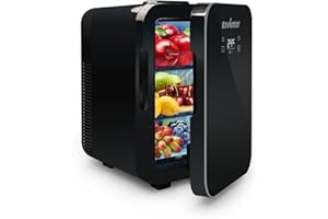 Enventor Mini Frigo10L, 220V/12V, Refroidisseur et Réchauffeur, Portable Mini Réfrigérateur avec Affichage LCD de la Température, pour Voiture Voyage Cosmétiques Boisson Nourriture, Noir