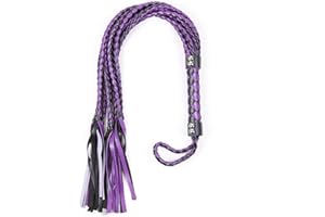 AMIJOUX Riding Whip for Horses Training, Purple Equestrian Whip for Horse Riders Trainers, Leather Riding Whips with Tassels for Racing Exercising Outdoor Sports