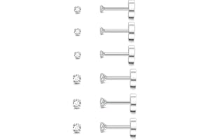 ORAZIO 6-12 Pairs 20g Hypoallergenic Birthstone Stud Earrings for Women Men Earrings Flat Back Stainless Steel Cubic Zirconia Earrings Piercing Ear Cartilage