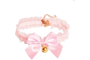 Fxaelian Punk Gothic Spitze Choker mit Glocke und Bogen Cosplay Spitze Halskette Kragen