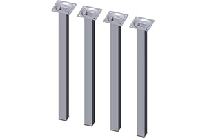 DIY Element System Möbelfuß eckig – Vierkant-Metallfuß, ideal als Tischbein für die Gestaltung individueller Möbelstücke – 25 x 25 mm, Länge 400 mm, Chrom