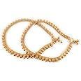 CUTE GOLD One Gram Gold Plated & Brass Stylish Anklets Kolusu Payal Ghungroo for Women & Girls (10.5 Inch)