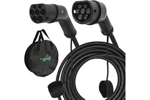 Youwoauto Câble de Charge de Type 2 à Type 2 pour véhicule électrique (VE) 32A 7,4 KW monophasé de 5 mètres pour VE EV/PHEV, Prise de Charge de Type 2, câble CCS Mode 3, Indice de Protection IP55